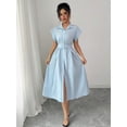 thumbnail image 6 of Women's Light Blue Collared Midi Vacation Dress, Spring/Summer, 6 of 6