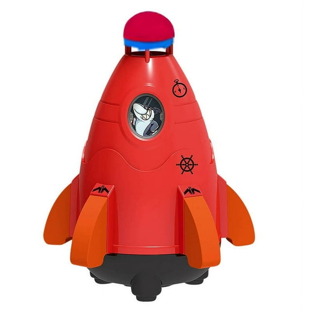 Jouet Arroseur Fusée Spatiale Rouge pour Enfants, Jeu d'Eau Extérieur, Jouet Fusée Volante Rotative avec Base et Connecteur de Robinet, Arroseur de Jardin d'Été pour le Plaisir de la Cour Arrière, Jouet d'Interaction Parent-Enfant