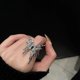 thumbnail image 4 of Anillo de nudillo de mariposa de metal plateado gótico de 2 piezas, anillo de dedo índice de mariposa ajustable medio abierto, 4 of 5