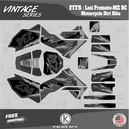 Kalair GFX Graphics Kit for Losi PROMOTO-MX RC MOTORCYCLE DIRT BIKE (All Years) Vintage Series Kalair GFX Graphics Kit for Losi PROMOTO-MX RC MOTORCYCLE DIRT BIKE (All Years) Vintage Series