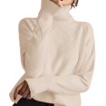 thumbnail image 2 of Women'S Turtle Neck Sweater Fall Winter Long Sleeve Chunky Knitted Trendy Pullover Tops Color M, 2 of 9
