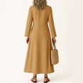 thumbnail image 4 of Maxi Dresses for Women 2025 Linen Long Sleeve V Neck Sundress Casual Loose Beach Vacation Dress Light Brown 2XL, 4 of 4