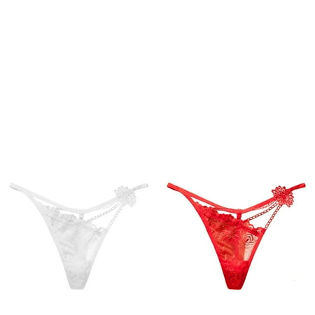 Wijhcboe 2 Pack Womens Ladies Cotton Underwear Size 12 V Shaped Sexy Transparent Lace Panties Set for Women Hollow Lace Single Thong Womens Underwear Pack Bikini Thin Athletic Panties for Girls Lowe