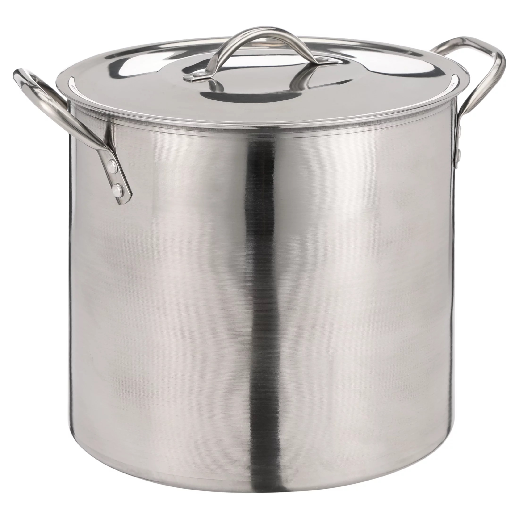 Mainstays 16-Quart Stainless Steel Stock Pot with Metal Lid, Riveted Handles, Stay-Cool Design