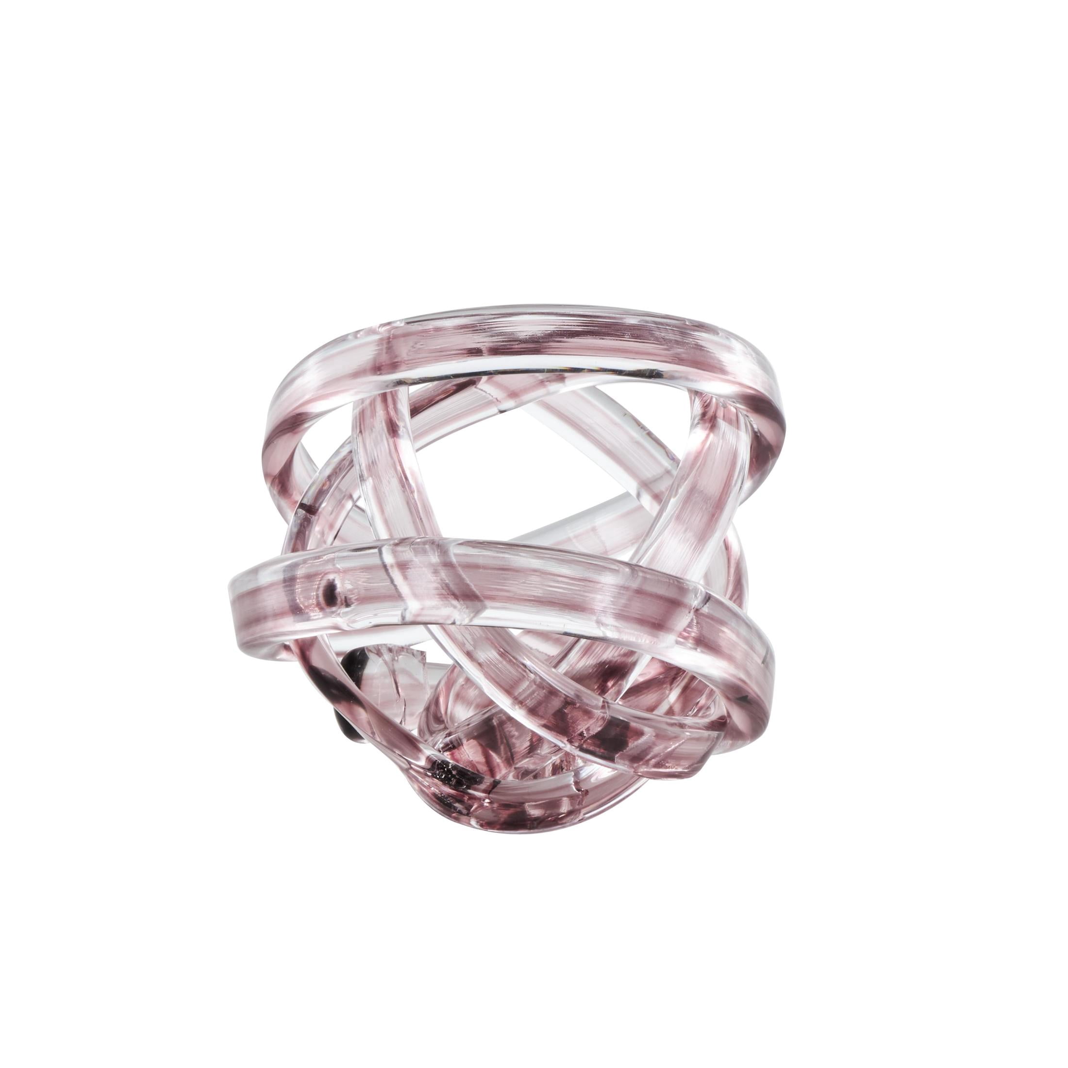 7" x 7" Pink Glass Brushed Ombre Twisted Knot Sculpture, by DecMode