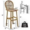 thumbnail image 2 of Gymax Set of 2 Bar Stools Spindle-Back Bar Height Rubber Wood Kitchen Chairs Natural, 2 of 10