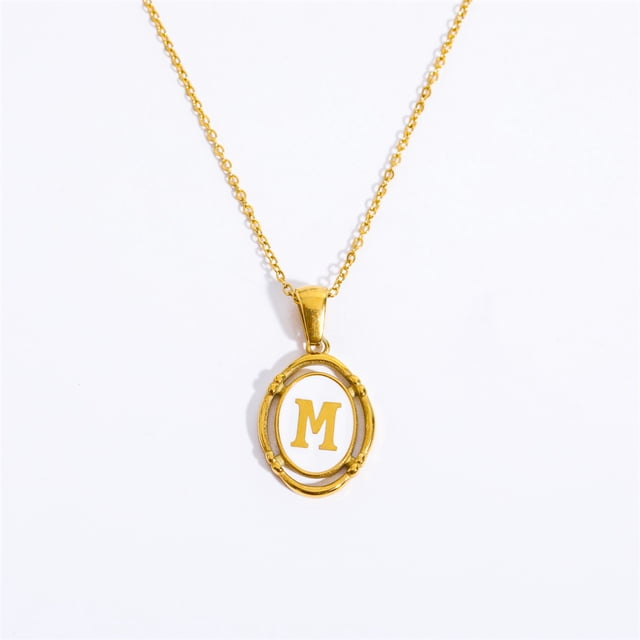 Collar ovalado con colgante de 26 letras Collar con la primera letra y la palabra Collar con 26 letras bañado en cobre y oro