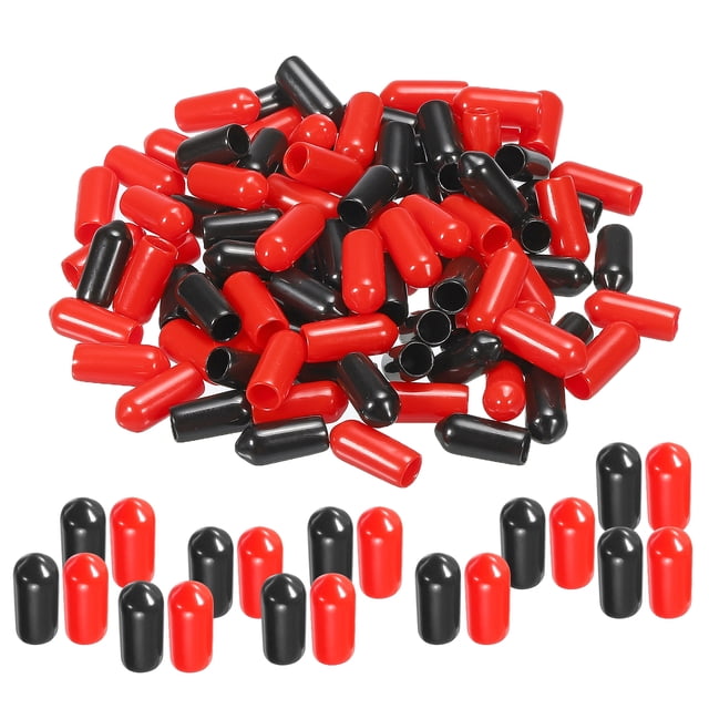 Unique Bargains 100pcs Rubber End Caps Cover Assortment 5.5mm Screw Thread Protector for Screw Bolt Black Red