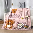 thumbnail image 2 of Cartoon Rilakkuma Anime Girls Throws Blanket for Baby Hiking Picnic Bed Super Soft Cute kawaii Flannel Blanket birthday gift, 2 of 10