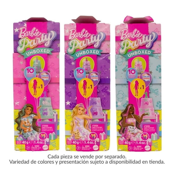 Set Fiesta Barbie Party Unboxed Muñeca con Accesorios Varios Modelos 20 Piezas