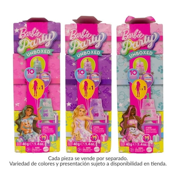 Set Fiesta Barbie Party Unboxed Muñeca con Accesorios Varios Modelos 20 Piezas