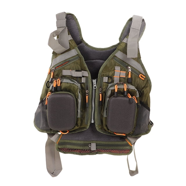 Chaleco de pesca con bolsillo equipo de protección corporal desmontable Universal para exteriores tamaño libre verde
