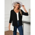 thumbnail image 2 of HOWCOME Women's 3/4 Sleeve Cardigan Sweater Lightweight Button-Down Knitted Layers, Black 2XL, 2 of 7