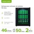 thumbnail image 3 of Enfriador de bebidas para 50 latas, Ajuste de temperatura 3°C a 18 °C, Puerta de cristal reversible, Estantes removibles, Luz interior, Panel táctil, Frigobar 63 Litros de capacidad AVERA EBC50, 3 of 10