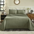 thumbnail image 6 of Jacquard Matelassé 100% Cotton Basketweave 3-Piece Bedspread Set, Embossed Cotton Fabric, Soft, Breathable, Medium Weight, Basketweave, Oversized Bedding , Full, Sage by Blue Nile Mills, 6 of 7