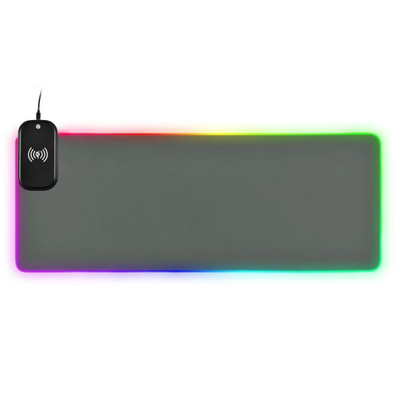 Wireless Charging Mouse Pad Large RGB Gaming Desk Mat 13 Light Modes Mousepad 31.5x11.8 Dark Green