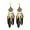 Black, variant on Long Feather Dangle Drop Statement Earrings for Women Gold-Toned Bohemian Enamel Fan Shaped Leaf Turquoise Beads Fringe Tassel Dangling Studs Earring Lightweight Fish Hook Vintage Ethnic Jewelry