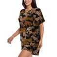 thumbnail image 2 of Kdxio Leopard Print Print Pajamas Sets for Women Short-Sleeved Pjs with Lounge Shorts Two Piece Sleepwear S-4XL, 2 of 9
