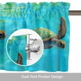thumbnail image 6 of Abstract Turtle Valance Curtain Watercolor Teal Decoration Window Valances Rod Pocket Short Curtains Window Treatments for Kitchen Bedroom Bathroom Laundry 42" x 12", 6 of 9