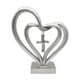 thumbnail image 2 of Escultura de corazón de resina para escritorio | Dos corazones con diseño de cruz | Regalo de San Valentín para ella, decoración para el hogar y la oficina | Marrón o plateado, 2 of 6