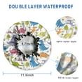 thumbnail image 3 of Shower Caps,Colorful Cartoon Dinosaurs Scenery Pattern Waterproof Shower Cap for Women 4 Pieces,Double Reusable Hair Cover for Shower PEVA Elastic Stretch Hem, 3 of 7