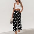 thumbnail image 4 of Petite Wide Leg Pants for Women Summer Palazzo Lounge Pants High Waist Boho Flowy Beach Vacation Trousers,XL, 4 of 6