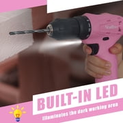 NEWBEAT Pink Cordless Drill Set, 12V Power Drill with Battery and Charger, 3/8 Keyless Chuck, 2 Variable Speed, Electric Power Tools for Women Diy