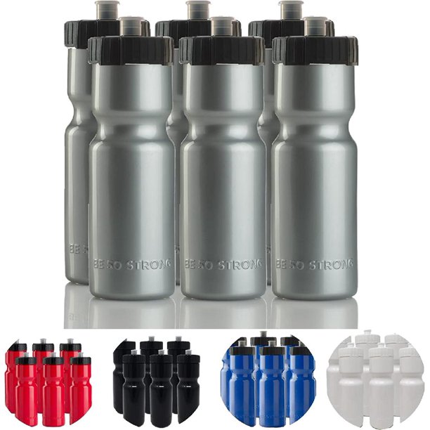 6Pack of Sports Squeeze Water Bottles 22 oz. BPA Free Bike & Sport Bottle with Easy Open Push