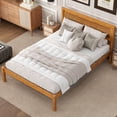 thumbnail image 2 of Euroco Full Platform Bed, Modern Wood Frame Bed with Headboard and Slats for Kids Room, No Box Spring Needed, Oak, 2 of 11