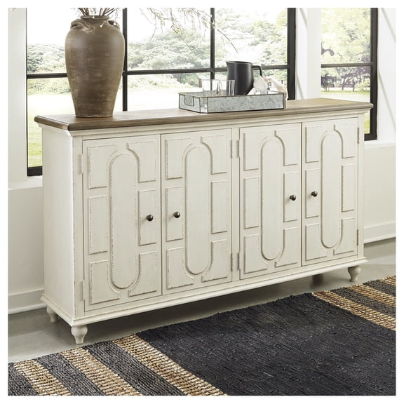 Signature Design by Ashley Roranville Accent Cabinet in Antique White
