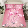 thumbnail image 2 of Jellyfish Bed Sheets Set Sequin Fluid Art Sheets,Crystal Diamond Sheet Set King,Nautical Sea Animal Bedding Set Ocean Coastal Creature Pink Room Decor, 2 of 7