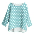 thumbnail image 4 of EchfiProm Womens Crew Neck Tops Cotton Linen Mint Green Shirts Fall Blouse Long Sleeve Polka Dot for Women Loose, 4 of 8