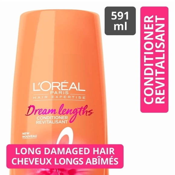 L'Oréal Paris Hair Expertise Dream Lengths Split End Sealing Conditioner, With Castor Oil and Vegetal Keratin for Long, Damaged Hair, 591ml