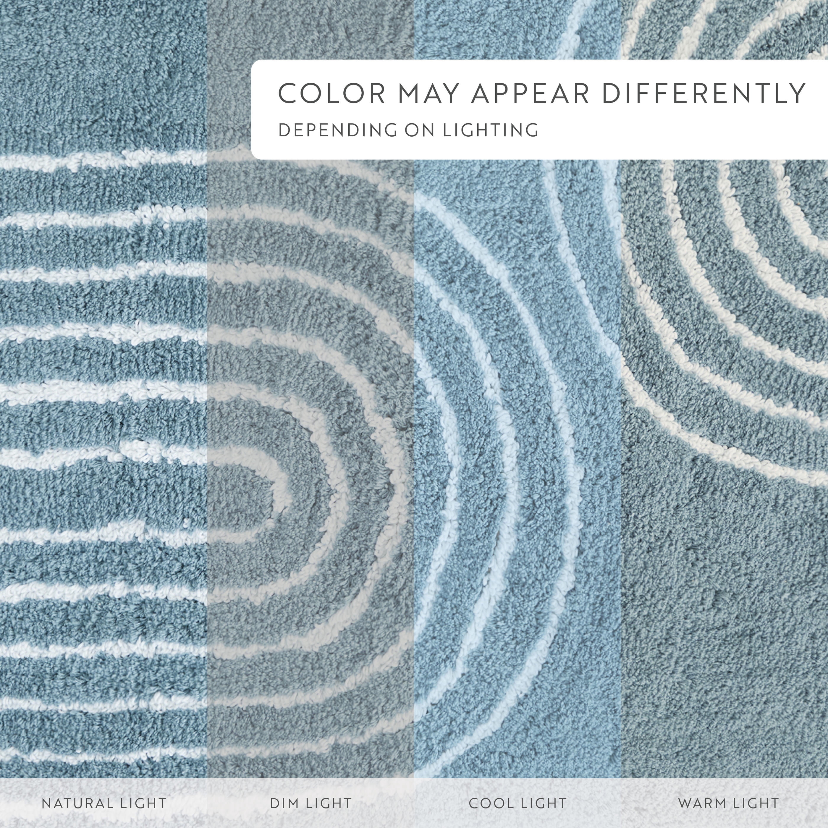 100% Cotton Modern Patterned Bath Mat by Comfort Canopy, Light Blue Geometric, 24" x 17"