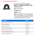 thumbnail image 2 of Center Drive Shaft Center Support Bearing - Compatible with 1987 - 2000 Crane Carrier IFL 1988 1989 1990 1991 1992 1993 1994 1995 1996 1997 1998 1999, 2 of 2