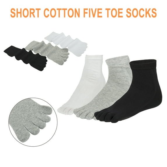 3 Pairs Running Toe Socks, Athletic Socks, Five Finger Trainer Socks, Toe Separator Socks for Men and Women, White