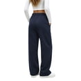 thumbnail image 3 of Temofon Fleece Lined Sweatpants for Women Casual Baggy Drawstring Sweatpants Cotton Elastic Dark Blue Lounge Pants S, 3 of 8