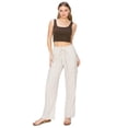 thumbnail image 4 of CALI1850 Women's Easy Pull On Extra Slouchy Self Tie Drawstring Relaxed Fit Straight Linen Cargo Pants, 4 of 8