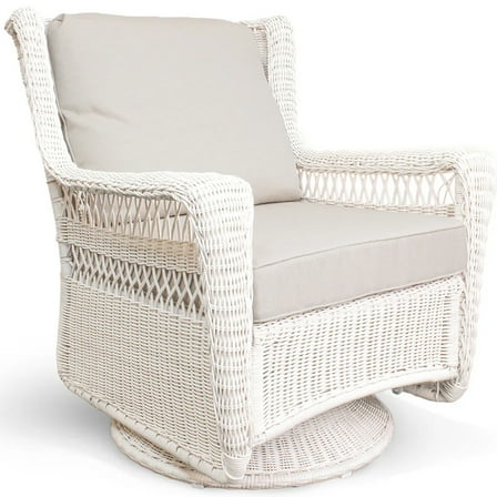 Patio Swivel Glider Rocker Chair Outdoor Wicker Rocking Chair All-Weather Hand-woven Ratten Furniture with Cushion