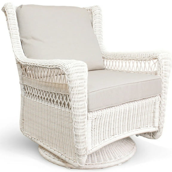 Patio Swivel Glider Rocker Chair Outdoor Wicker Rocking Chair All-Weather Hand-woven Ratten Furniture with Cushion