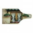 thumbnail image 1 of Shutters Cutting Board, Basket of Flowers Historic Building Window Classic Lace Theme Inside Image, Decorative Tempered Glass Cutting and Serving Board, Wine Bottle Shape, Beige Green, by Ambesonne, 1 of 1