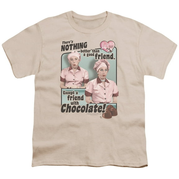 I Love Lucy Friends And Chocolate S/S Youth 18/1 T-Shirt Cream
