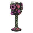 thumbnail image 6 of Ebros Gothic Black Red Pink Green Day of The Dead Sugar Skull Wine Goblet 7oz, 6 of 7