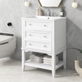thumbnail image 2 of 24" Bathroom Vanity with Center - mounted Sink | Ideal for Upgrading Bathroom Decor | Solid Wood Frame & High - quality MDF | Easy - to - clean Ceramic Sink, 2 of 6