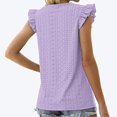 thumbnail image 2 of Playeras,Blusas y Tops,Ropa para Mujer Verano Tops Camiseta sin mangas con volantes y costuras de tela jacquard hueca de cuello redondo para mujer (Purple, M), 2 of 4