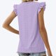 thumbnail image 2 of Playeras,Blusas y Tops,Ropa para Mujer Verano Tops Camiseta sin mangas con volantes y costuras de tela jacquard hueca de cuello redondo para mujer (Purple, M), 2 of 4