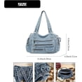 thumbnail image 5 of Sunyuer Women Vintage Washed Denim Shoulder Bag, Multi Pockets Large Capacity Hobo Tote Purse, Detachable Adjustable Crossbody Strap Casual Denim Handbag for Daily Commute Travel, 5 of 7