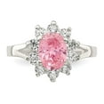 thumbnail image 5 of Sterling Silver Pink Oval CZ Cluster Ring, 5 of 6
