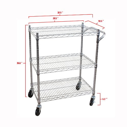 3-Tier Heavy Duty All-Purpose Utility Cart, Chrome