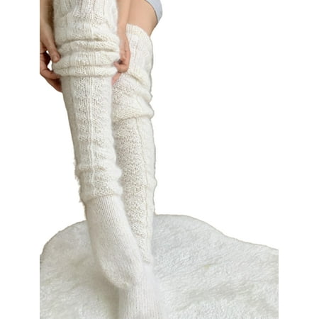 

Liangchengmei Female Knitted Socks Adults Solid Color Stocking Long Tube Socks for Spring Fall